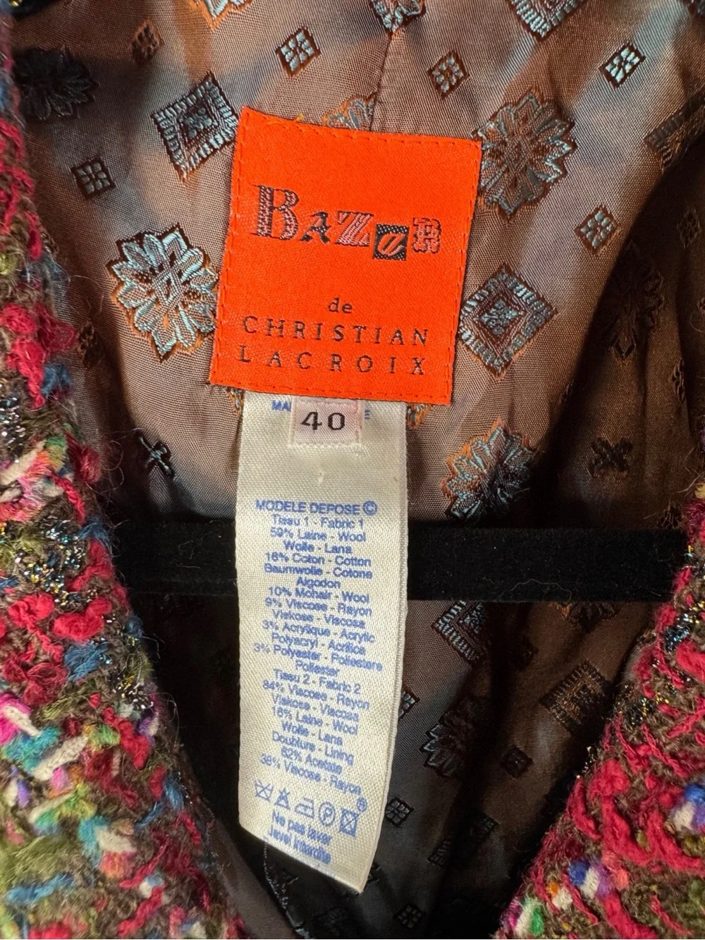 Christian Lacroix Bazaar Multicolor Boucle Blazer Fringe Trim Designer Jacket - Picture 3 of 14